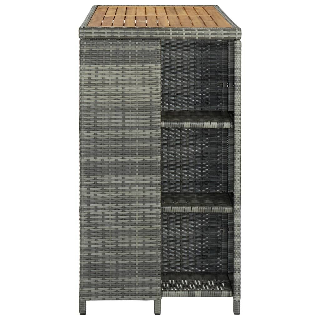 "2026 Aktion"Bartisch/Esstisch für 2 Personen - CLORIS - Küchentisch - mit Regal Grau 120x60x110 cm Poly Rattan - NeuMöbel2962045