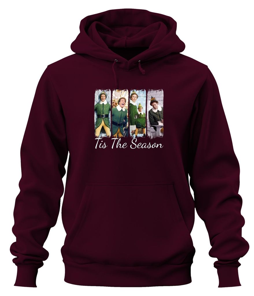 Tis The Season Buddy Elf Weihnachten lustig Geschenk Retro Film Uni Hoodie Kapuzenpullover, Burgundy, XXL