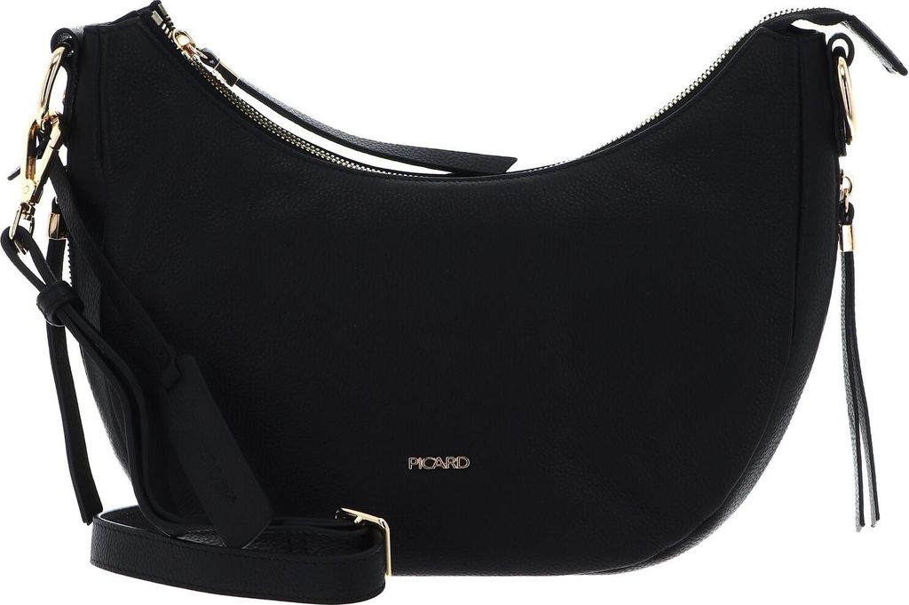A studio shot of a black handbag.