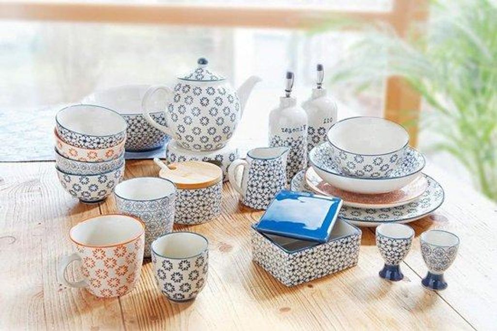 Retro Botervloot - 250g - 13 x 6 x 10 cm - blauw Keramik