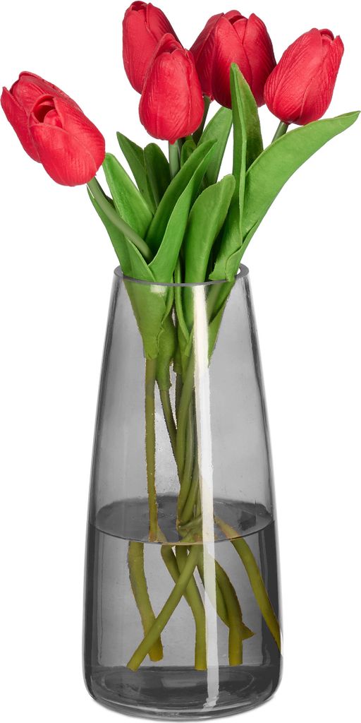 Vaso Relaxdays, vaso in vetro per fiori, vaso da tavolo in Immagine del prodotto 