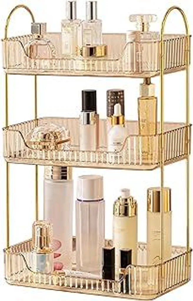Organizer Salvaspazio Bagno 3 Livelli Ambra: Porta Cosmetici e Creme