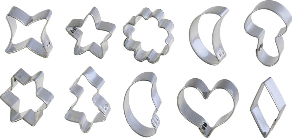 LARES - 12er Set Ausstechformen Mini versch. Motive - Größe zwischen 3 - 4,5cm, beständiges Weißblech