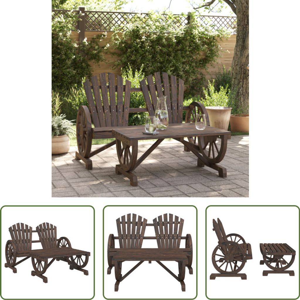 The Living Store 2-tlg. Garten-Lounge-Set Massivholz Tanne