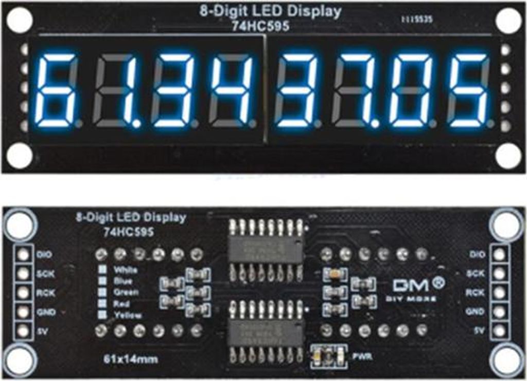 LED-Segmentanzeige, 8 Stellen, 74HC595, 0,36" - 5 Farben Farbe: Blau
