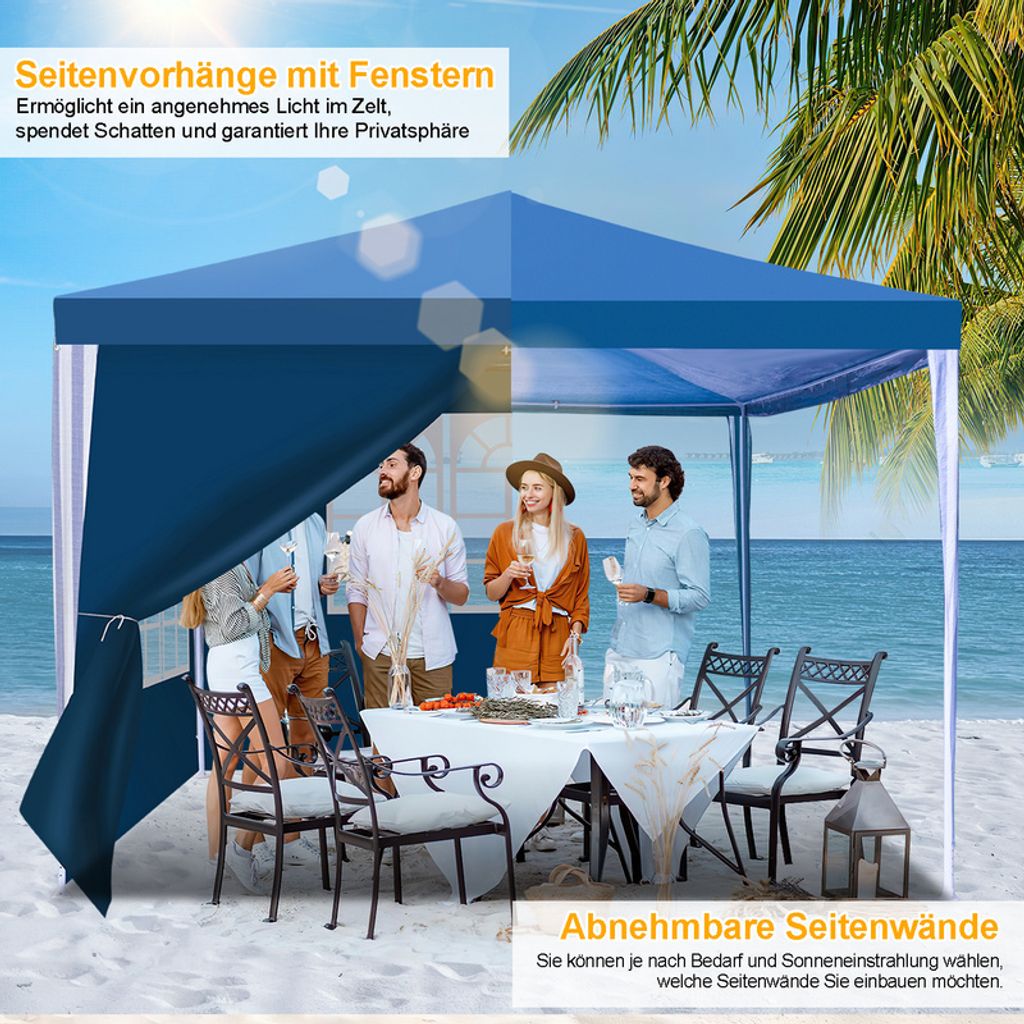 3x3m /3x6m Pavillon mit Seitenwänden, wasserdicht,UV-Schutz Produktbild 
