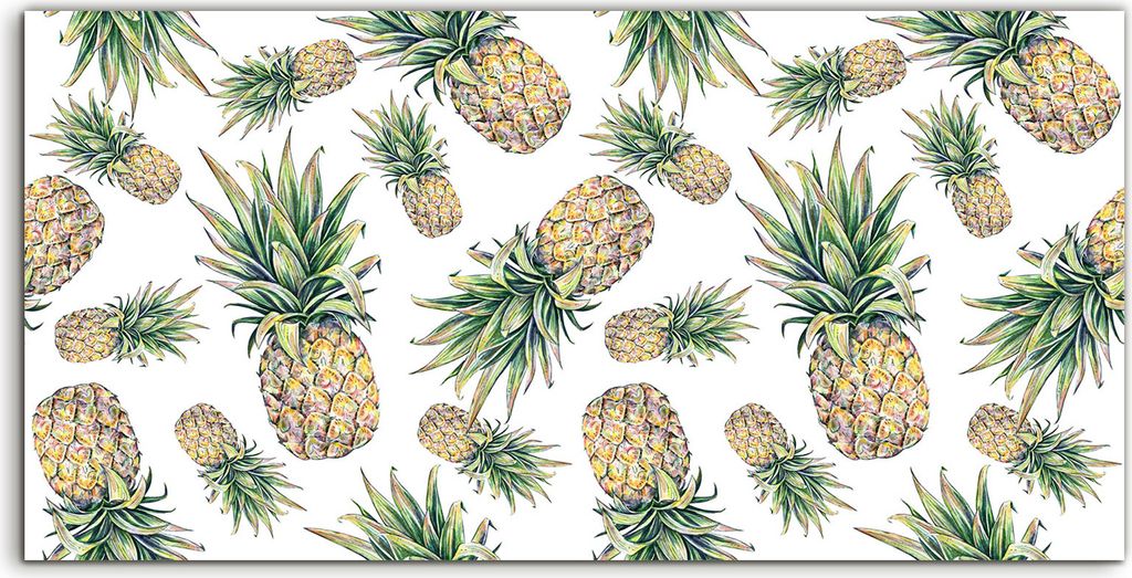 Coloray Canvas 100x50 Wandbild Leinwand Bilder Deko Ananas Aquarell abstrakte Malerei