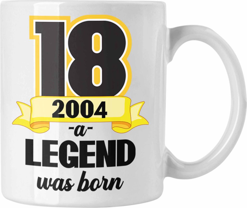 Trendation - 18. Geburtstag Tasse Geschenk Mädchen Jungen Geschenkidee Lustig Spruch 18 Geschenke Geschenkideen zum 18 Bday 18er (Weiß)