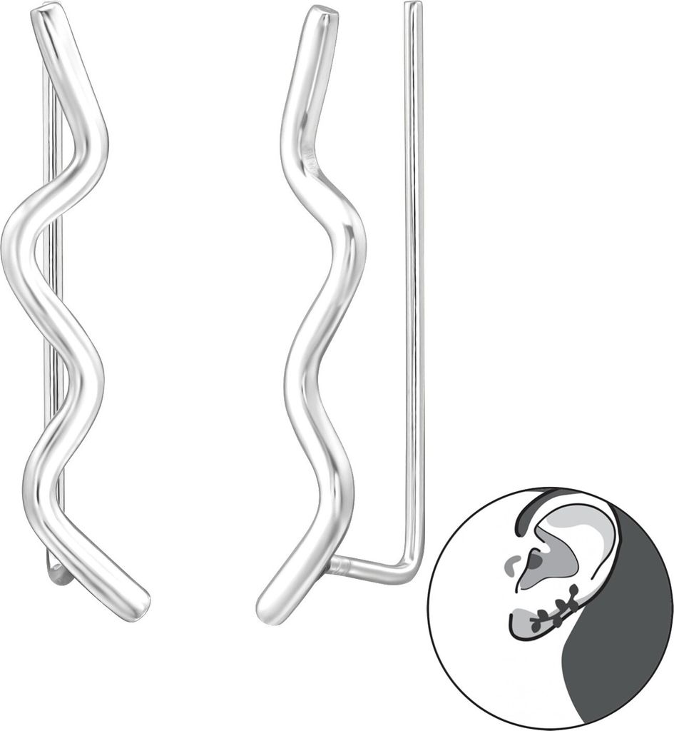 1 Paar Wellen-Ear Climber 925 Sterling Silber Ohrstecker Ohrklemme