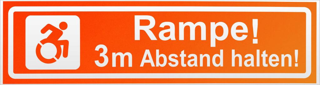 Kiwistar Rampe Motiv 3m Abstand invertiert Magnetschild Schild magnetisch - 60cm Neonorange - Magnetfolie für Auto PKW Kfz