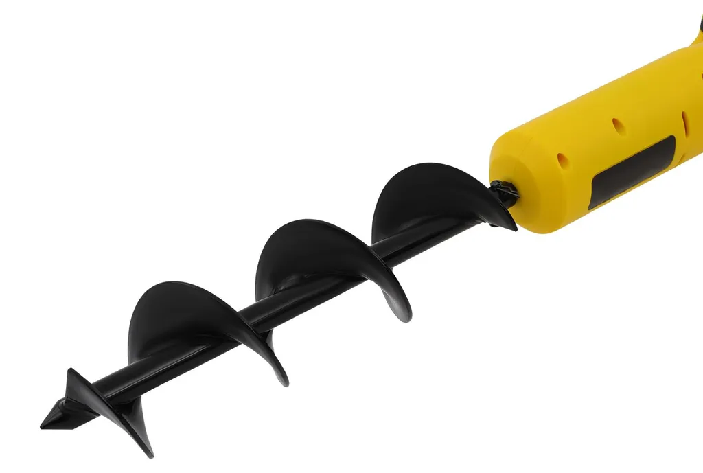 Tarière de jardin motorisée sans fil, mèche de 30 cm jaune et noir