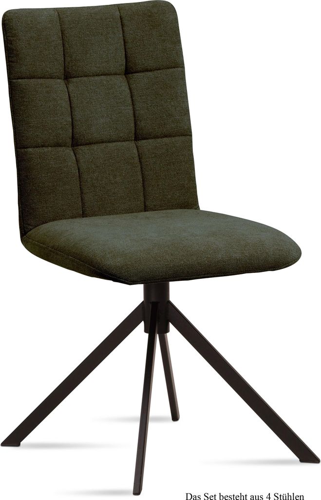 Esszimmerstuhl (4er-Set) Drucy 47x91x60 Schwarz/Khaki
