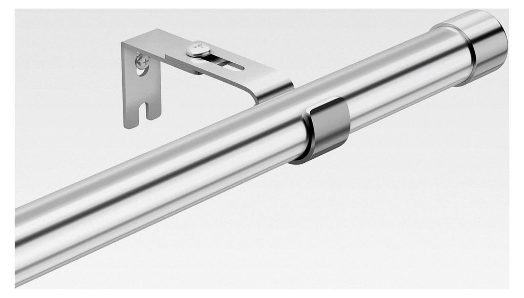 Ausziehbare Gardinenstange in Silber, 76-365 cm, Verstellbare Vorhangstange aus Edelstahl, 1-läufige Scheibengardinenstange mit Halterungen und si...