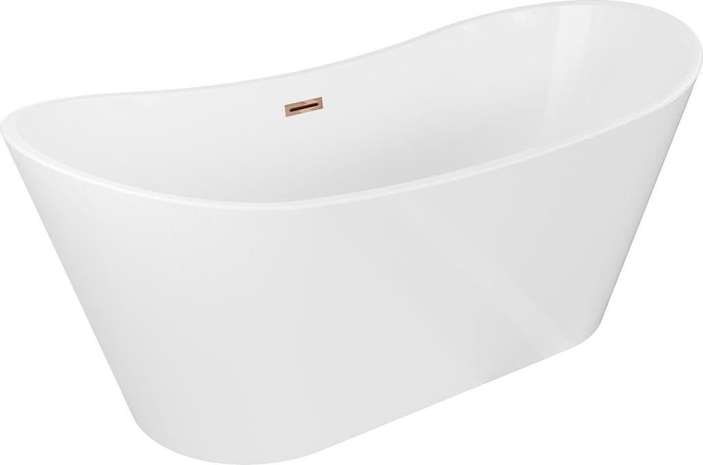Mexen Montana freistehende Badewanne 150 x 75 cm, weiß, rosa gold Ablauf
