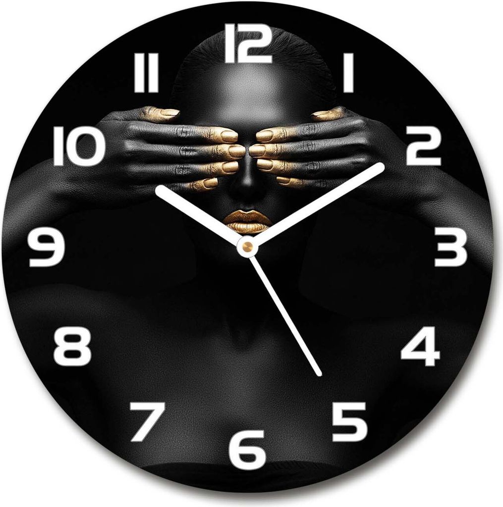 Wanduhr aus Glas 30fi Glasbild Glasuhr Gehärtetes Glas - weisse-zeiger - Woman in black