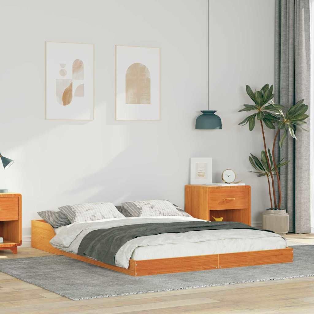 Maison Exclusive - Bettrahmen Wachsbraun 140 x 190 cm Massives Kiefernholz