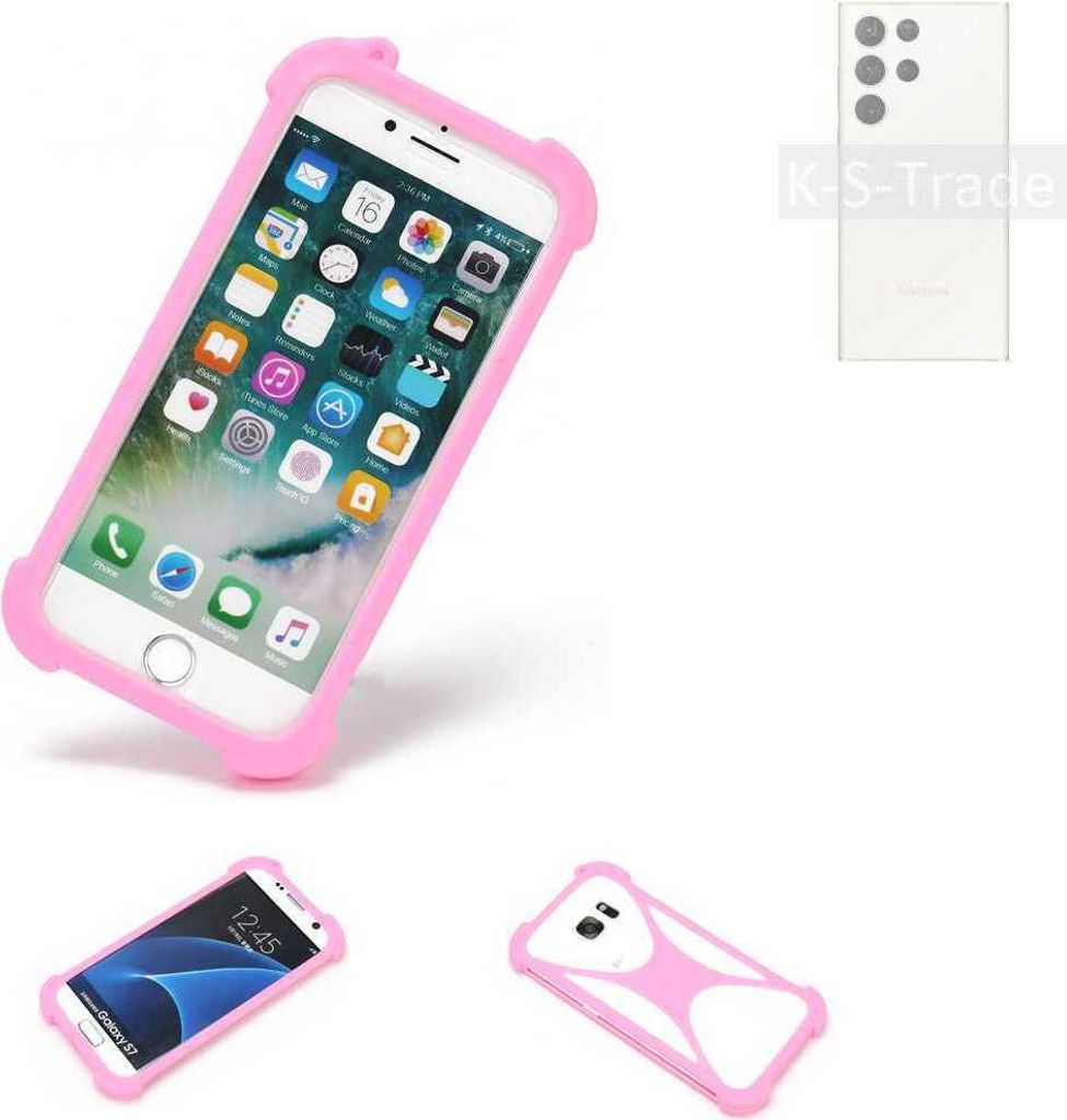 K-S-Trade Handy Hülle kompatibel mit Samsung Galaxy S23 Ultra Schutz Hülle Bumper Silikon Schutz Hülle Cover Case Silikoncase Silikonbumper TPU