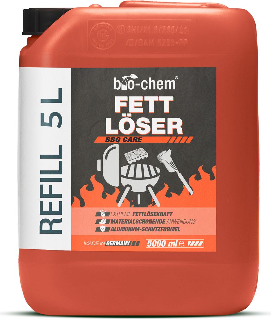 bio-chem Fettlöser Grillreiniger 5 Liter Kanister – Profi-Spray für Grill, Smoker & Backofen | Starke Fettlösekraft mit Alu-Schutzformel | Mat...