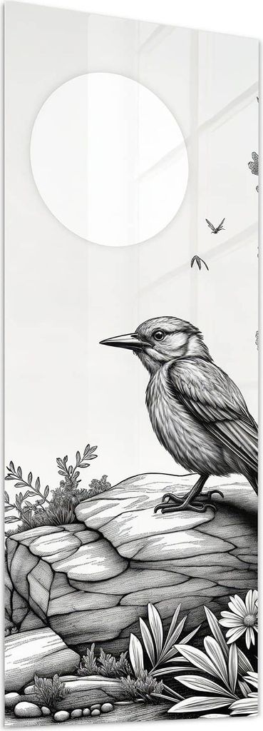 Glasbild 40x100cm in XXL für Wohnzimmer, Schlafzimmer Motiv Natur Illustration