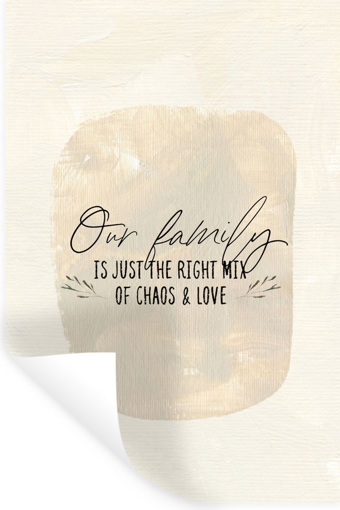 MuchoWow Wandtattoo Wandsticker Wandaufkleber Zitate - Unsere Familie ist genau die richtige Mischung aus Chaos und Liebe - Familie - Sprichwört...
