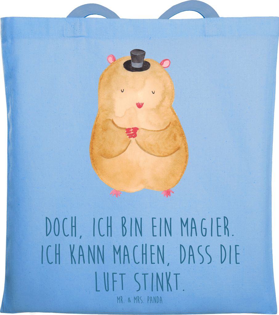 Mr. & Mrs. Panda Tote Bag Hamster Hut - Sky Blue - Geschenk, Zwerghamster, Tasche, Lustige Sprüche, Shopping, Zauberer, Laptoptasche, Einkaufstasc...