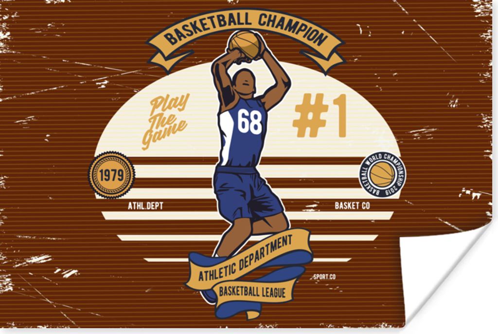 MuchoWow Poster Mancave - Basketball - Retro - Rot 120x80 cm - Bilder