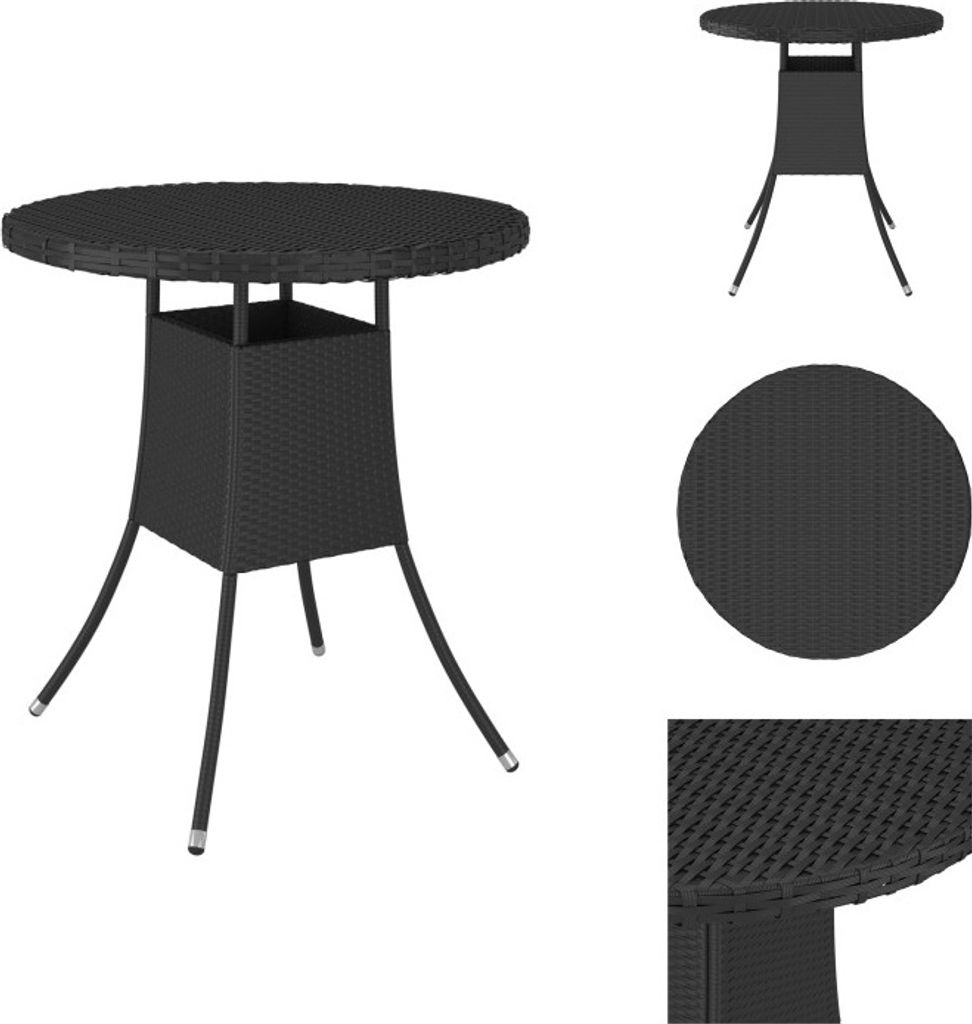 vidaXL Gartentisch Schwarz 70x70x73 cm Poly Rattan - Gartentische