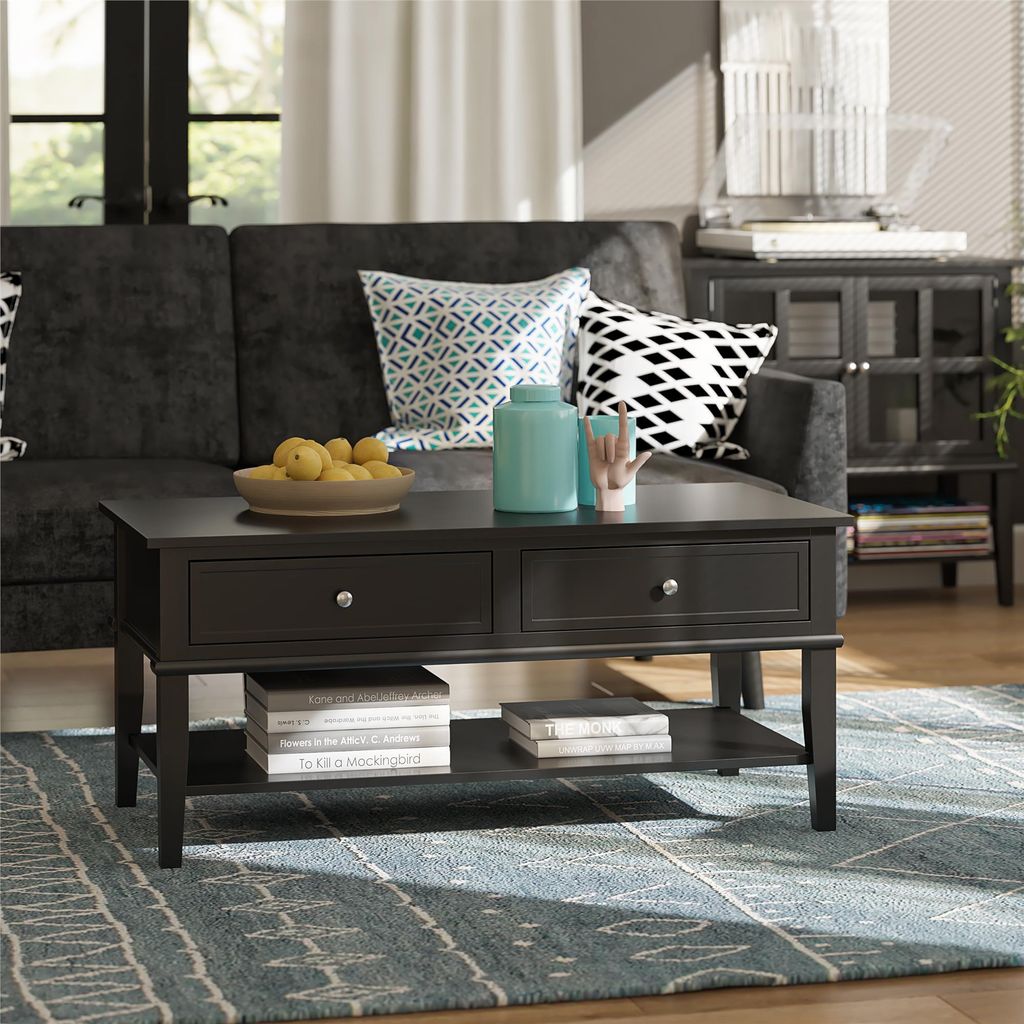Couchtisch mit 2 Schubladen aus MDF schwarz Produktbild 