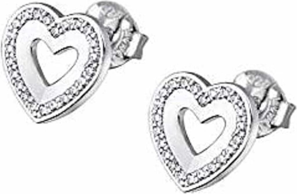 Glittering silver earrings Hearts LP3137-4 / 1