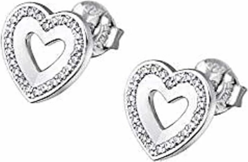 Boucles d'oreilles Argent Scintillantes Motif Cœur Argenté LP3137-4