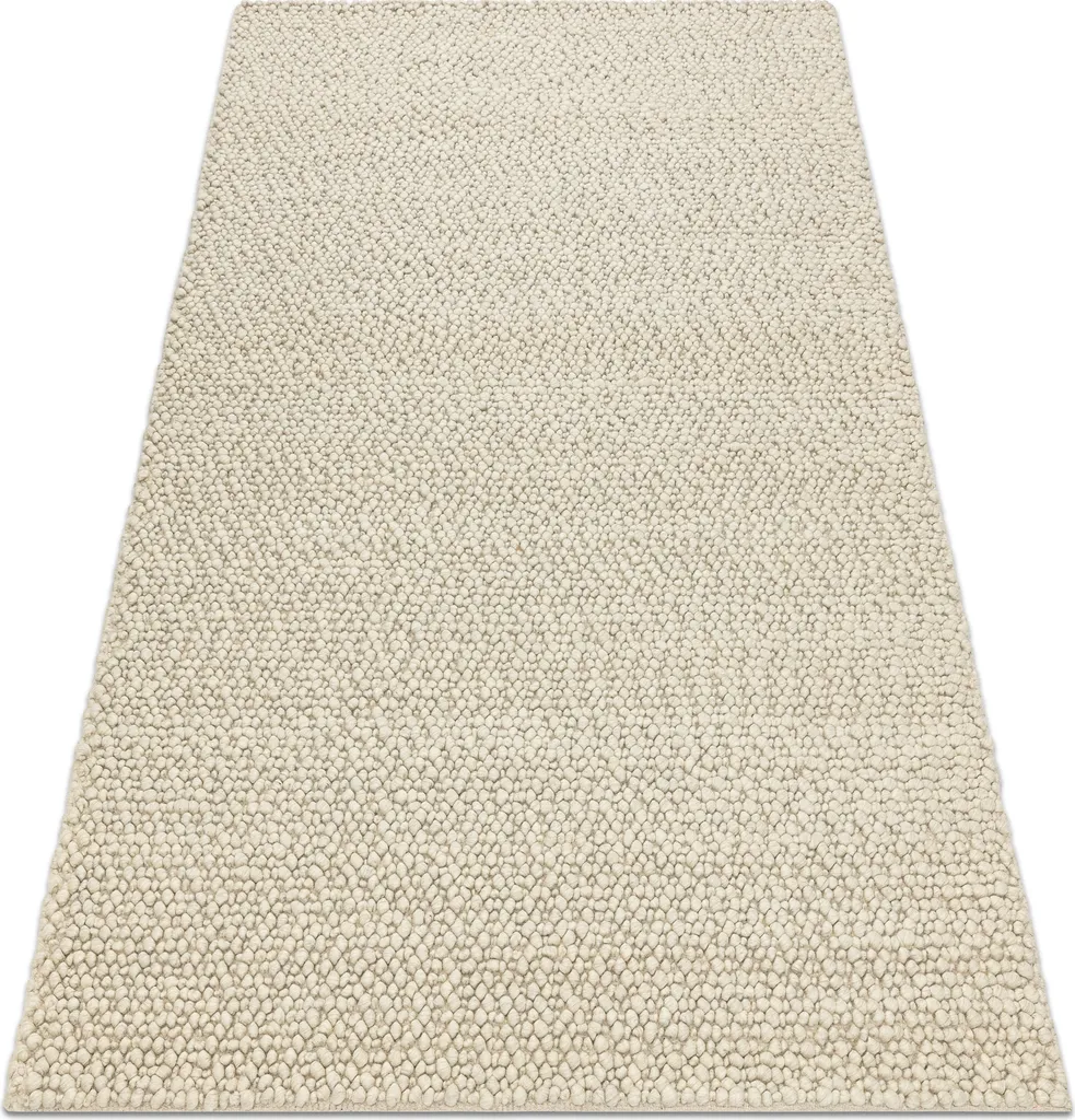 Petit tapis laine isolant thermique beige crème 90x150 cm tissé main