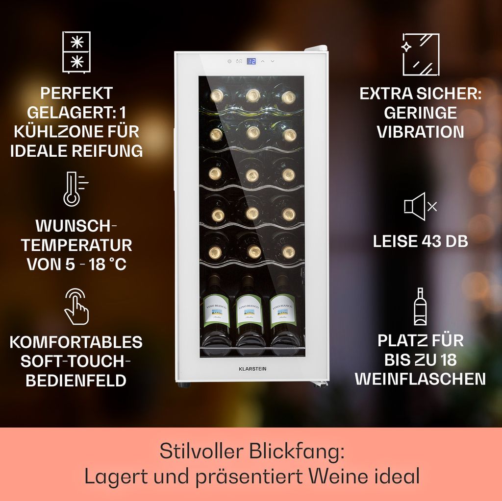 Klarstein Weinkühlschrank, 1 Zonen Getränkekühlschrank Produktbild 2