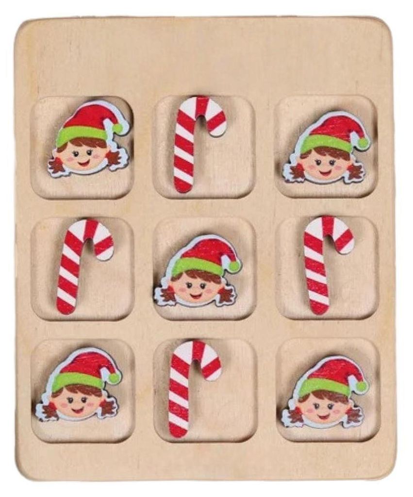 Weihnachts-Holzspiel mit Weihnachtsmann, Schneemann, Rentier und Baumfiguren für 2 Spieler – Mini-Schachbrett, Puzzle-Spielzeug, Partyspiel, kla...