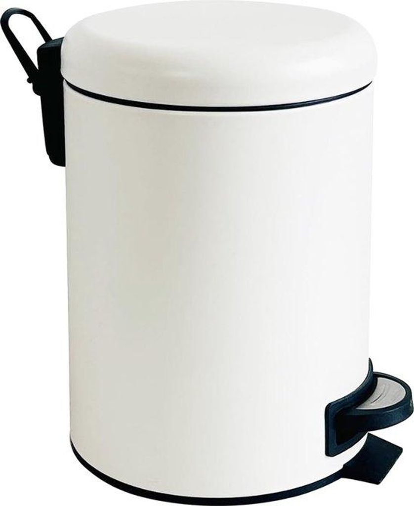 5-Liter-Badkamer-Abwasserbehälter mit Deckel, Pedal-Abwasser, weiß mit automatischem Abwasserabsenkungssystem und Innensieb, Abwasserbehälter f...