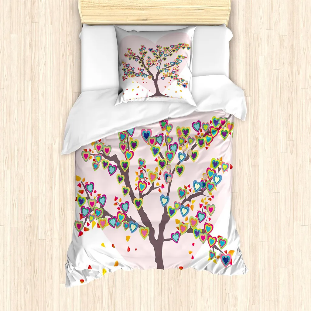 Set Copripiumino ABAKUHAUS Liebe Albero Cuori 135x200cm Offerta