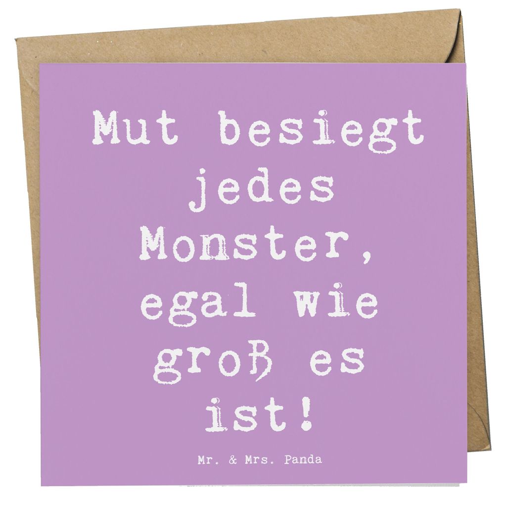 Mr. & Mrs. Panda Glückwunschkarte Spruch Ängste vor Monstern besiegen - Lavendeltraum - Geschenk, Trost, Mut, doppelkarte, Zuversicht, Klappkarte...