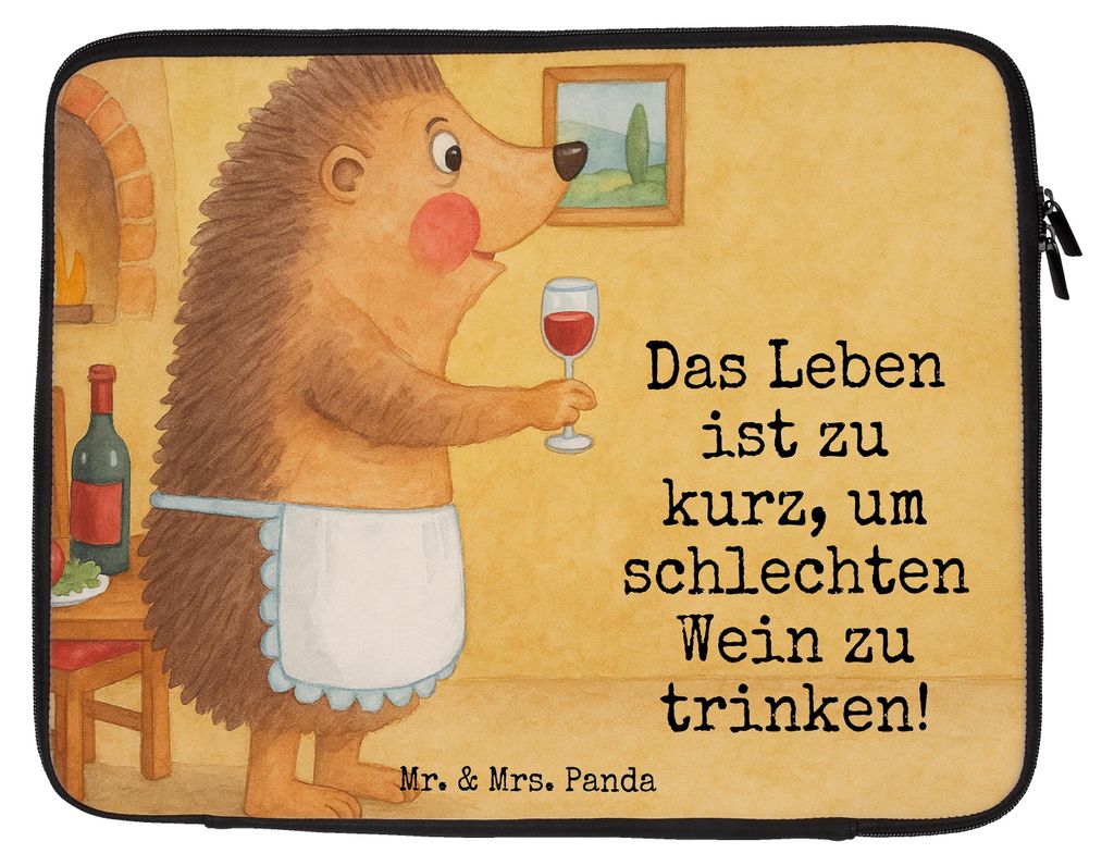 Mr. & Mrs. Panda Laptophülle Igel Wein Design 27 x 36 cm - Weiß - Geschenk, Spruch, Computertasche, Laptop Hülle, Tasche, trinken, Laptoptasche,...