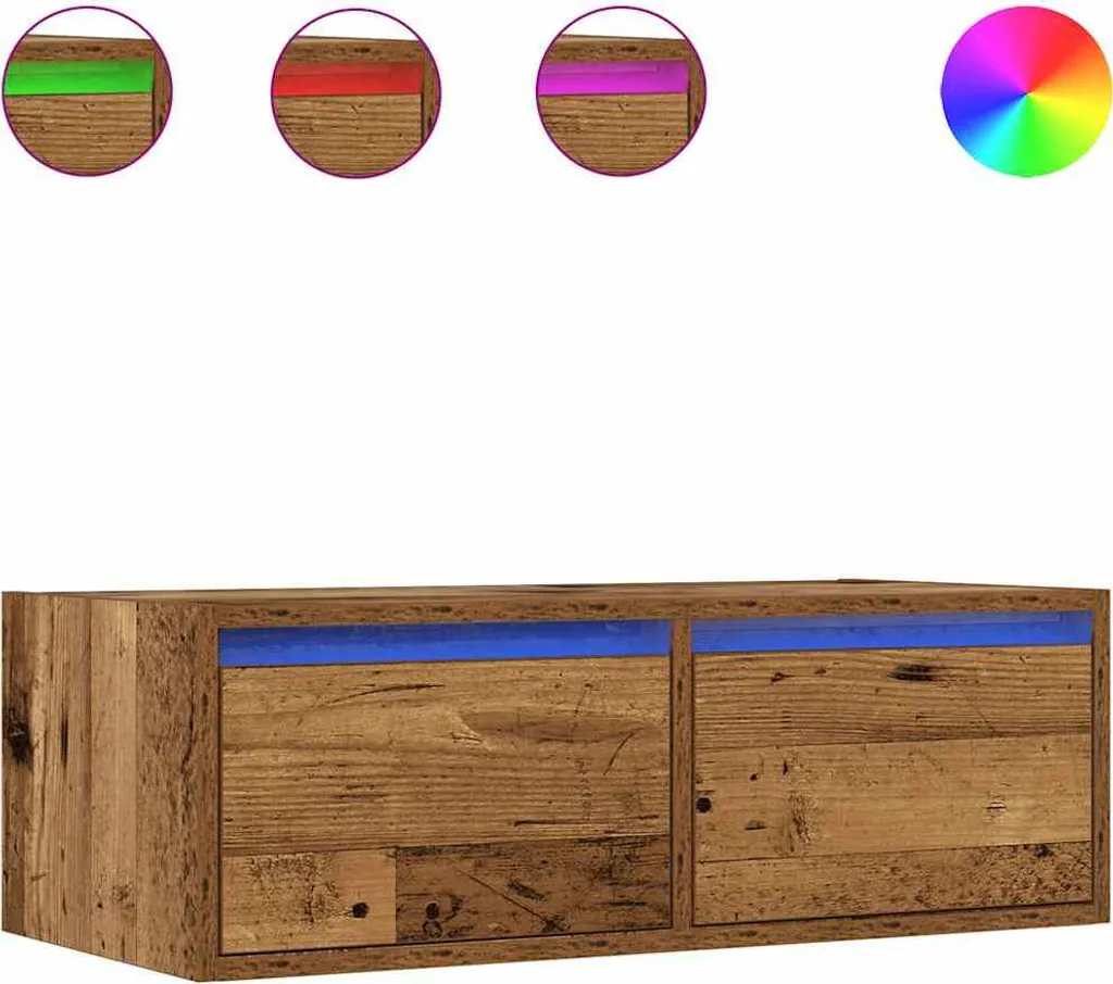 SYFAX Mobile Porta TV LED Legno Antico 75x35,5x25 cm - Stile Retro