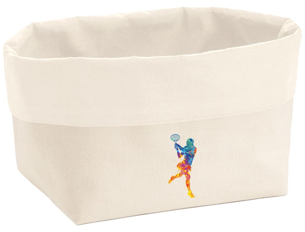 Huuraa Organizer Tennis Spielerin bunte Silhouette 8 Liter Large Canvas Baumwolle Utensilo Geschenkidee