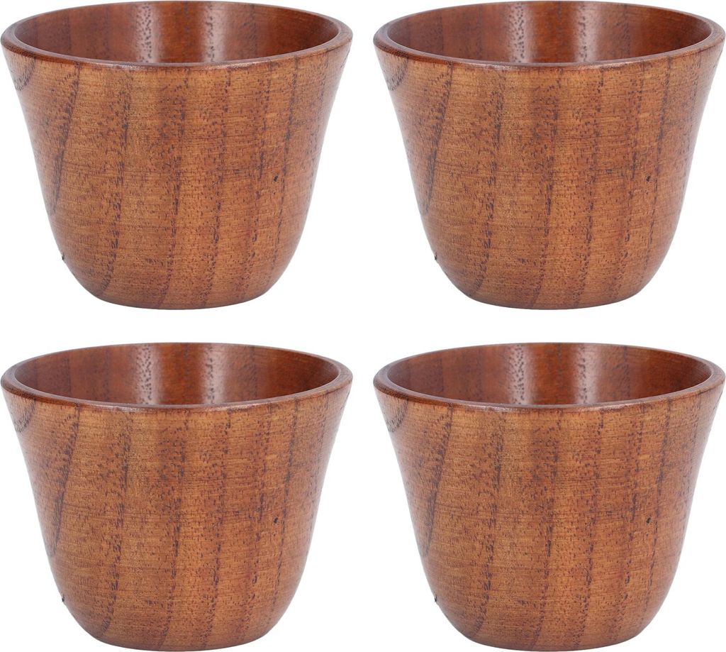 4Pcs hölzerne Tasse 75ml natürliches Holz gesund sicher ungiftig Retro-Stil Wärme-Isolierung hölzerne Tee-Tassen