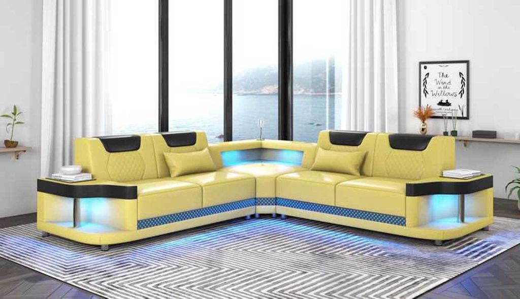 Couch Gelb Ecksofa Ledersofa L Form Sofa Moderne Produktbild 