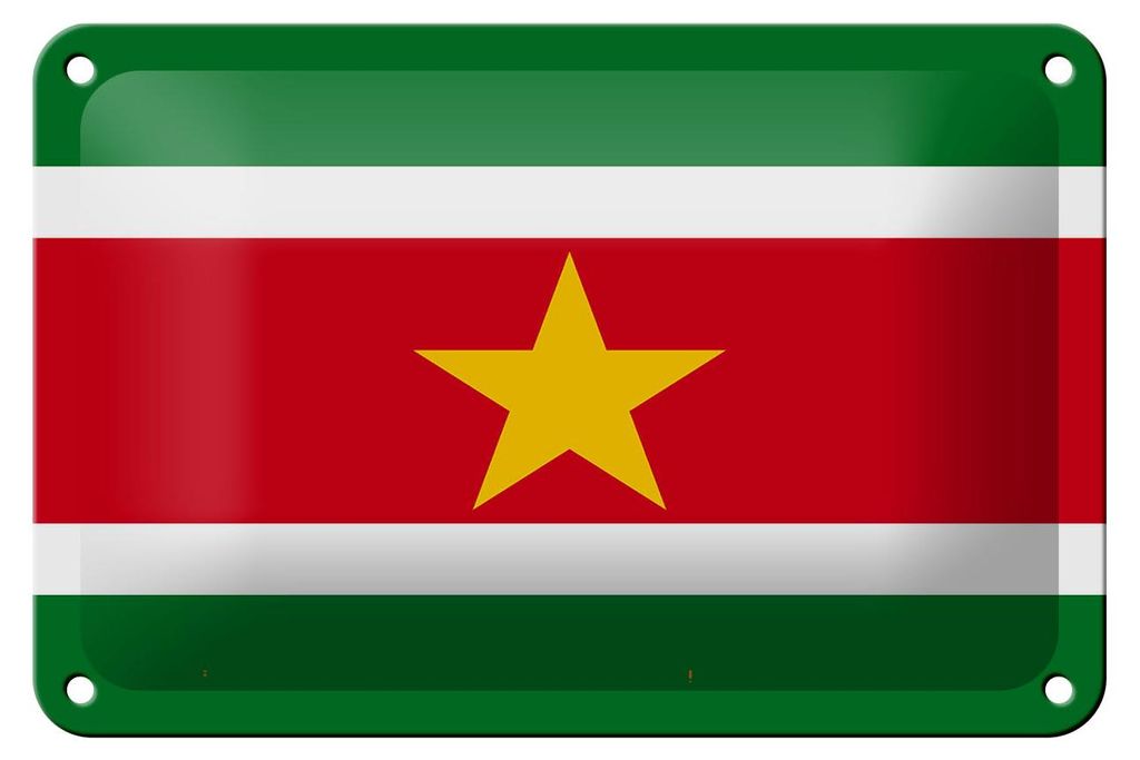 Blechschild Flagge Surinames 18x12cm Flag of Suriname Dekoration
