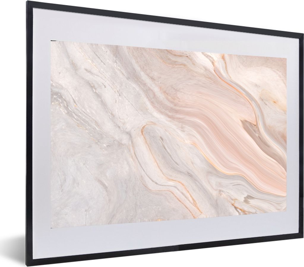 MuchoWow MuchoWow Gerahmtes Poster Marmor - Muster - Pastell - Abstrakt - Marmoroptik - Luxe 60x40 cm - Poster mit zchwarzem Bilderrahmen - Sch...