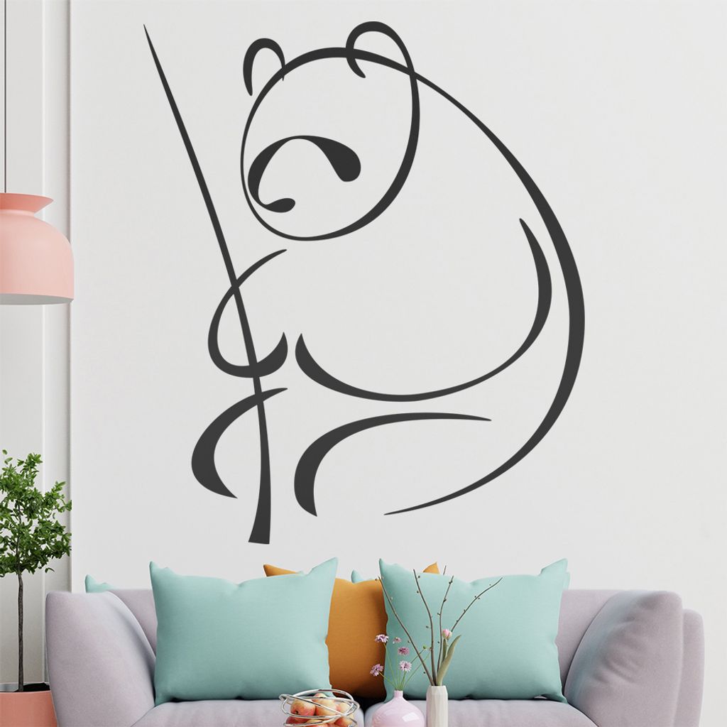 Panda Linien Wandtattoo in 6 Größen - Wandaufkleber Wall Sticker - Dekoration, Küche, Wohnzimmer, Schlafzimmer, Badezimmer
