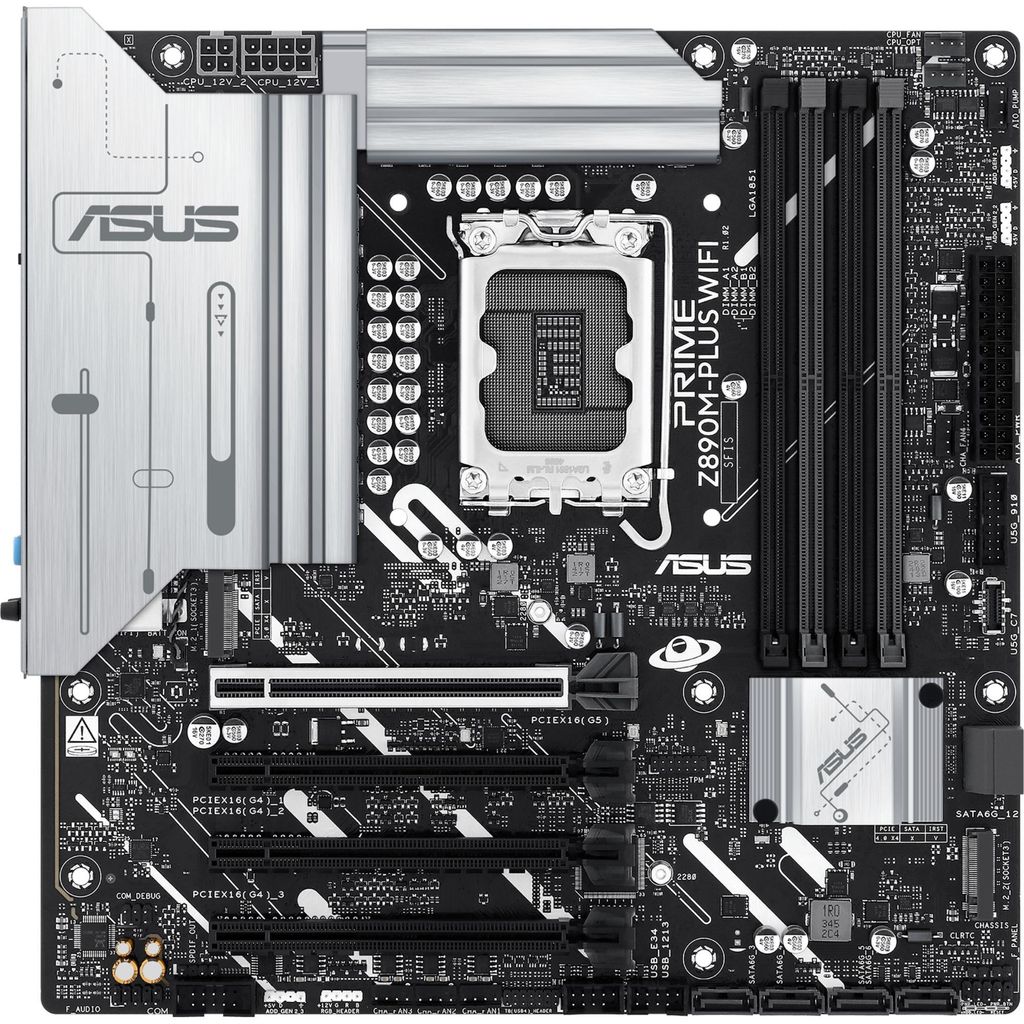 ASUS PRIME Z890M-PLUS WIFI - Motherboard - micro ATX - LGA1851-Sockel - Z890 Chipsatz - USB-C 3.2 Gen 2x2, USB 3.2 Gen 2, USB 3.2 Gen 1, USB-C 3.2 ...