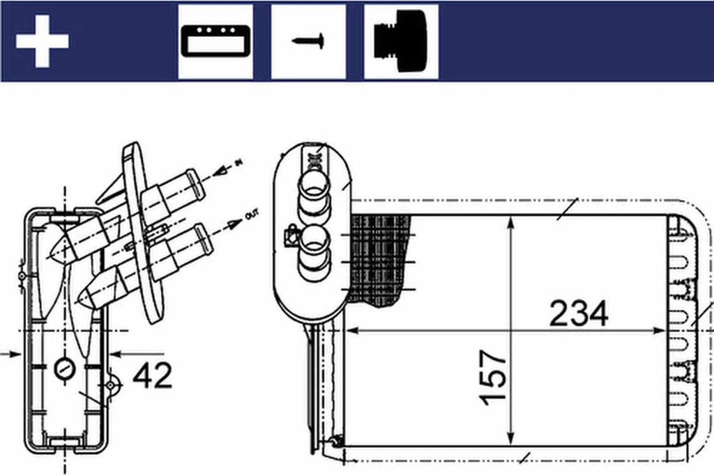 MAHLE AH 164 000S Wärmetauscher Innenraumheizung Kühler für VW SHARAN (7M8, 7M9, 7M6) Sharan Kastenwagen (7M) für FORD GALAXY (WGR) für SEAT A...