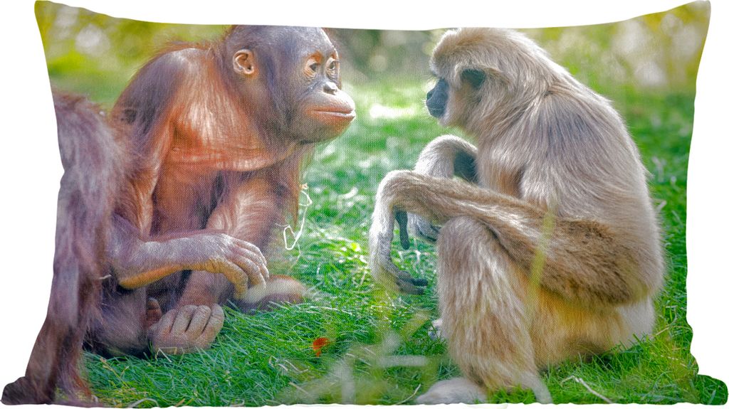 MuchoWow Zierkissen Sofakissen Wohnzimmer Dekokissen 50x30 cm Affen - Tiere - Familie - Wohnzimmerdekoration - Polster mit Photo