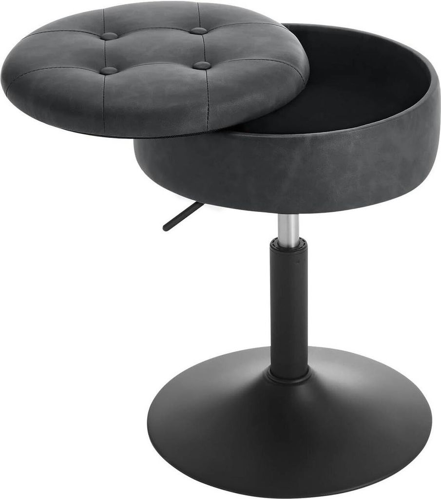 WOLTU Sitzhocker mit Stauraum, Barhocker drehbar, höhenverstellbar, Kunstleder : Anthrazit 1 Farbe: Anthrazit Stückzahl: 1