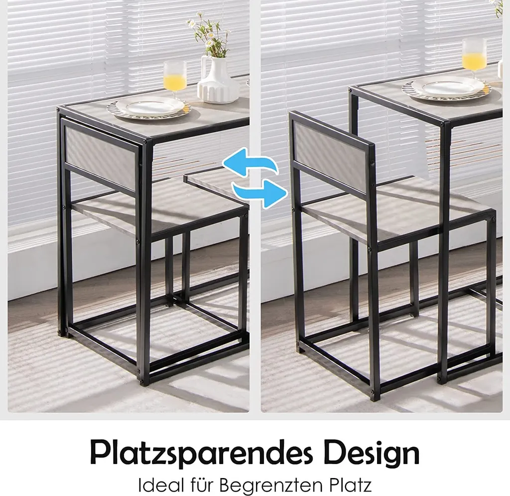 COSTWAY Ensemble Table de Bar avec 2 Tabourets et Structure Métallique - 3
