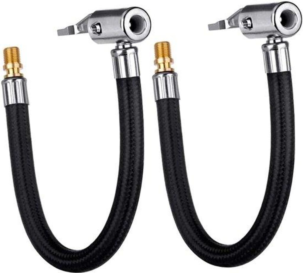 Luftdruckschlauchpumpe mit Schnellwechsleradapter und Reifenluftpistole für Motorrad, Auto, Fahrrad und Reifenfüller
